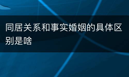 同居关系和事实婚姻的具体区别是啥