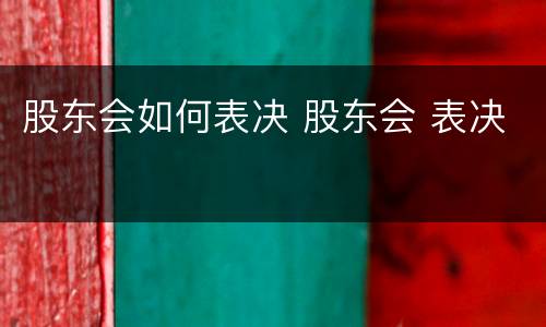 股东会如何表决 股东会 表决