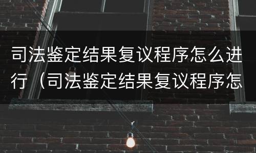 司法鉴定结果复议程序怎么进行（司法鉴定结果复议程序怎么进行的）