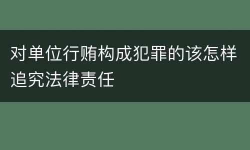 对单位行贿构成犯罪的该怎样追究法律责任
