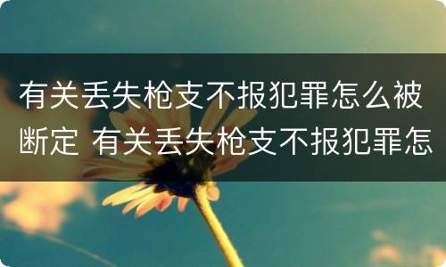 有关丢失枪支不报犯罪怎么被断定 有关丢失枪支不报犯罪怎么被断定的
