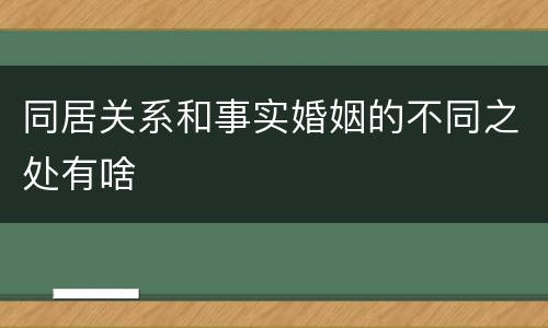 同居关系和事实婚姻的不同之处有啥