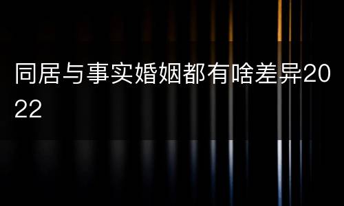 同居与事实婚姻都有啥差异2022