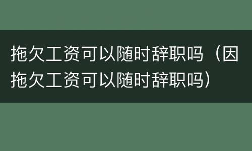 拖欠工资可以随时辞职吗（因拖欠工资可以随时辞职吗）