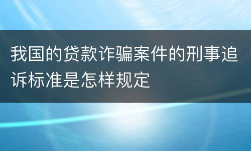 我国的贷款诈骗案件的刑事追诉标准是怎样规定