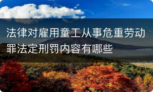 法律对雇用童工从事危重劳动罪法定刑罚内容有哪些
