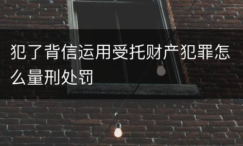 犯了背信运用受托财产犯罪怎么量刑处罚