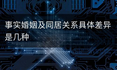 事实婚姻及同居关系具体差异是几种