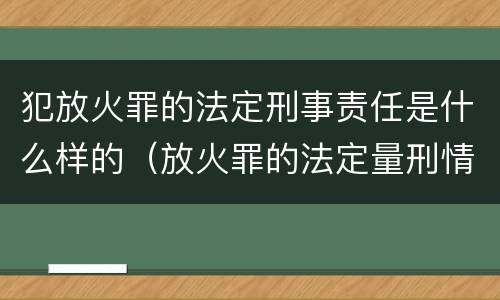 犯放火罪的法定刑事责任是什么样的（放火罪的法定量刑情节）