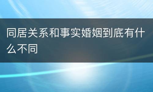 同居关系和事实婚姻到底有什么不同