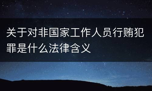 关于对非国家工作人员行贿犯罪是什么法律含义