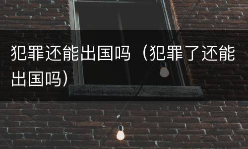 犯罪还能出国吗（犯罪了还能出国吗）