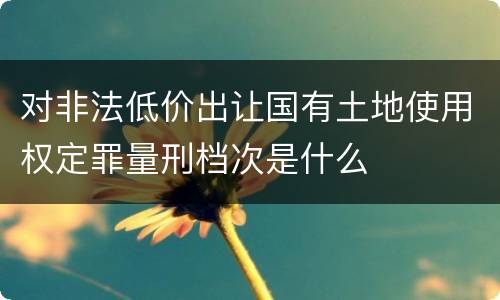 对非法低价出让国有土地使用权定罪量刑档次是什么