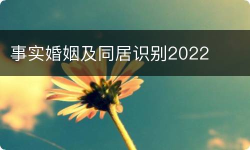 事实婚姻及同居识别2022