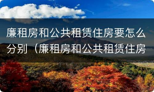 廉租房和公共租赁住房要怎么分别（廉租房和公共租赁住房有什么区别）