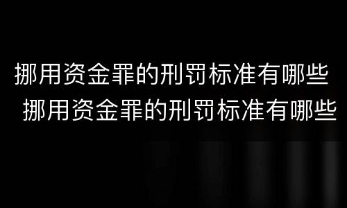 挪用资金罪的刑罚标准有哪些 挪用资金罪的刑罚标准有哪些规定
