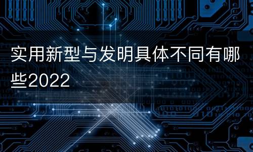 实用新型与发明具体不同有哪些2022