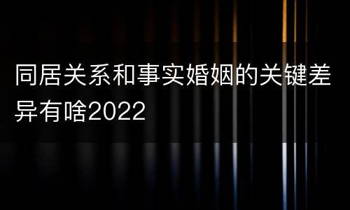 同居关系和事实婚姻的关键差异有啥2022