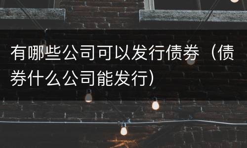 有哪些公司可以发行债券（债券什么公司能发行）