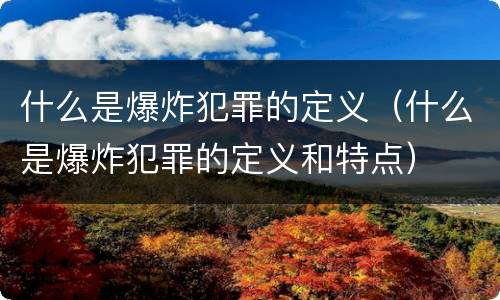 什么是爆炸犯罪的定义（什么是爆炸犯罪的定义和特点）
