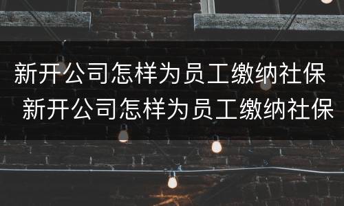 新开公司怎样为员工缴纳社保 新开公司怎样为员工缴纳社保费用