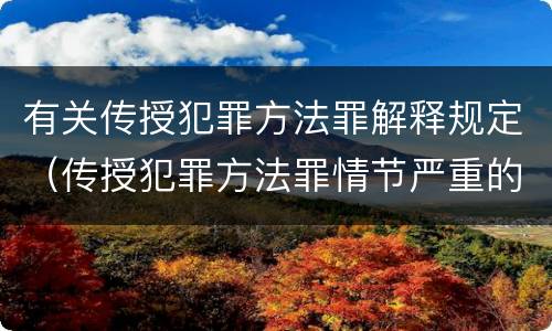 有关传授犯罪方法罪解释规定（传授犯罪方法罪情节严重的解释有吗）