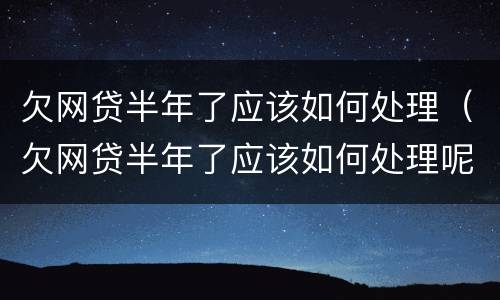 欠网贷半年了应该如何处理（欠网贷半年了应该如何处理呢）