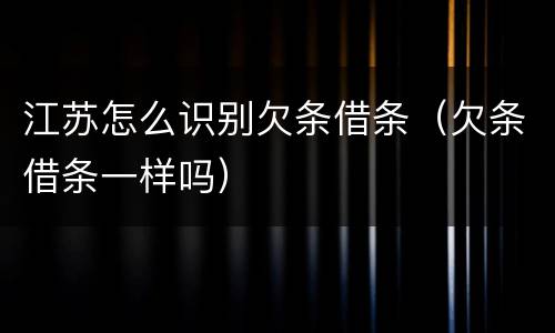 江苏怎么识别欠条借条（欠条借条一样吗）