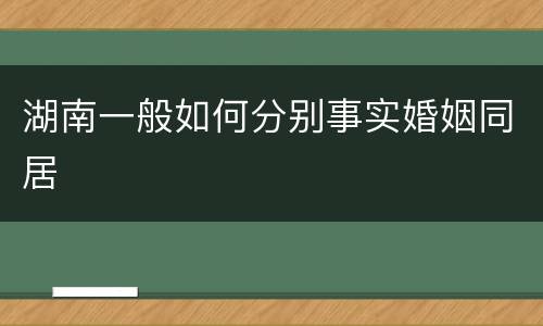 湖南一般如何分别事实婚姻同居