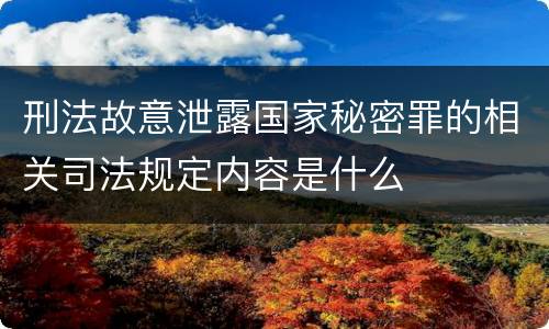 刑法故意泄露国家秘密罪的相关司法规定内容是什么