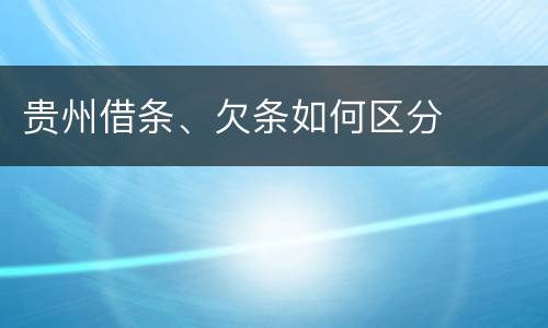贵州借条、欠条如何区分