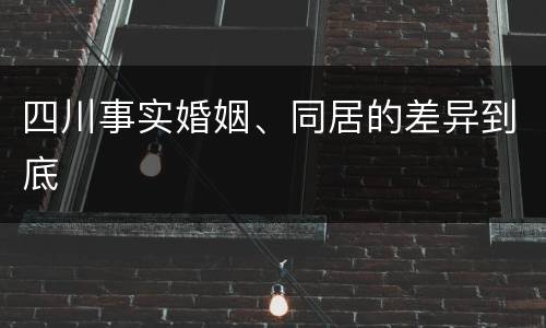 四川事实婚姻、同居的差异到底