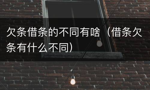 欠条借条的不同有啥（借条欠条有什么不同）