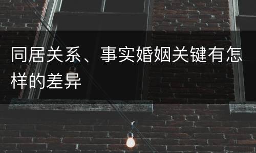 同居关系、事实婚姻关键有怎样的差异