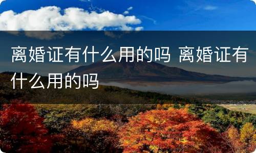 离婚证有什么用的吗 离婚证有什么用的吗