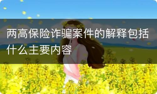 两高保险诈骗案件的解释包括什么主要内容