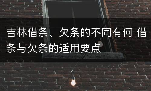 吉林借条、欠条的不同有何 借条与欠条的适用要点
