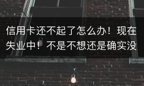 信用卡还不起了怎么办!现在失业中!不是不想还是确实没有钱还!会坐牢吗 信用卡还不起了怎么办!现在失业中!不是不想还是确实没有钱还!会坐牢吗