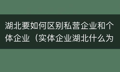湖北要如何区别私营企业和个体企业（实体企业湖北什么为主）