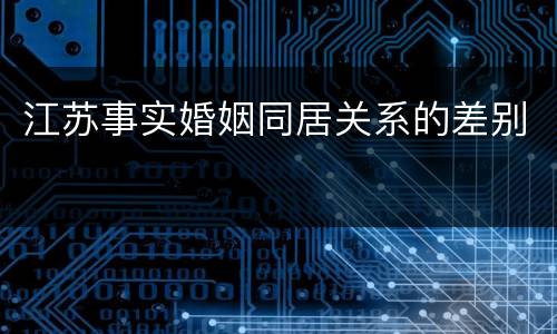 江苏事实婚姻同居关系的差别