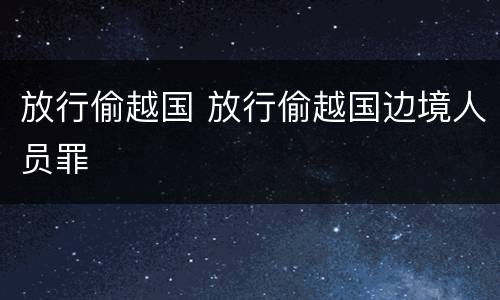 放行偷越国 放行偷越国边境人员罪