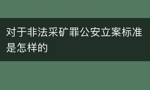 对于非法采矿罪公安立案标准是怎样的