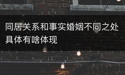 同居关系和事实婚姻不同之处具体有啥体现