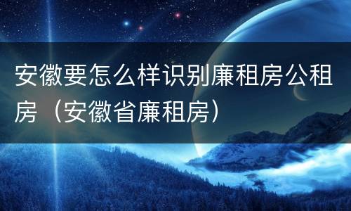 安徽要怎么样识别廉租房公租房（安徽省廉租房）