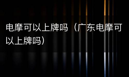 电摩可以上牌吗（广东电摩可以上牌吗）