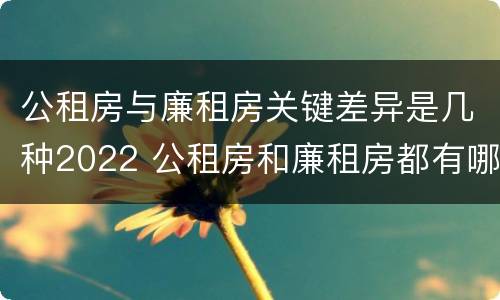 公租房与廉租房关键差异是几种2022 公租房和廉租房都有哪些区别