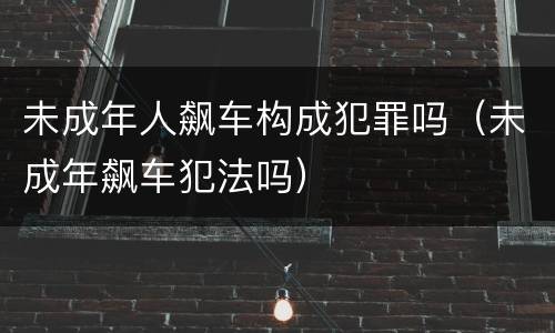 未成年人飙车构成犯罪吗（未成年飙车犯法吗）