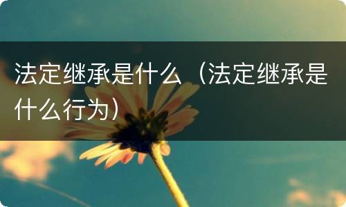 法定继承是什么（法定继承是什么行为）
