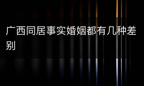 广西同居事实婚姻都有几种差别