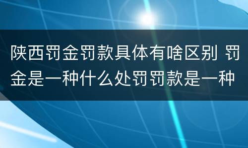 陕西罚金罚款具体有啥区别 罚金是一种什么处罚罚款是一种什么处罚